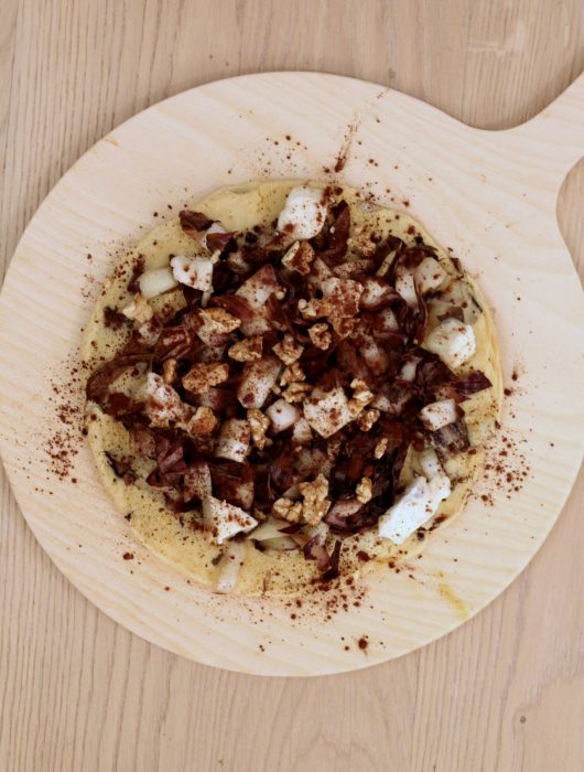 farinata-radicchio-gorgonzola-cacao